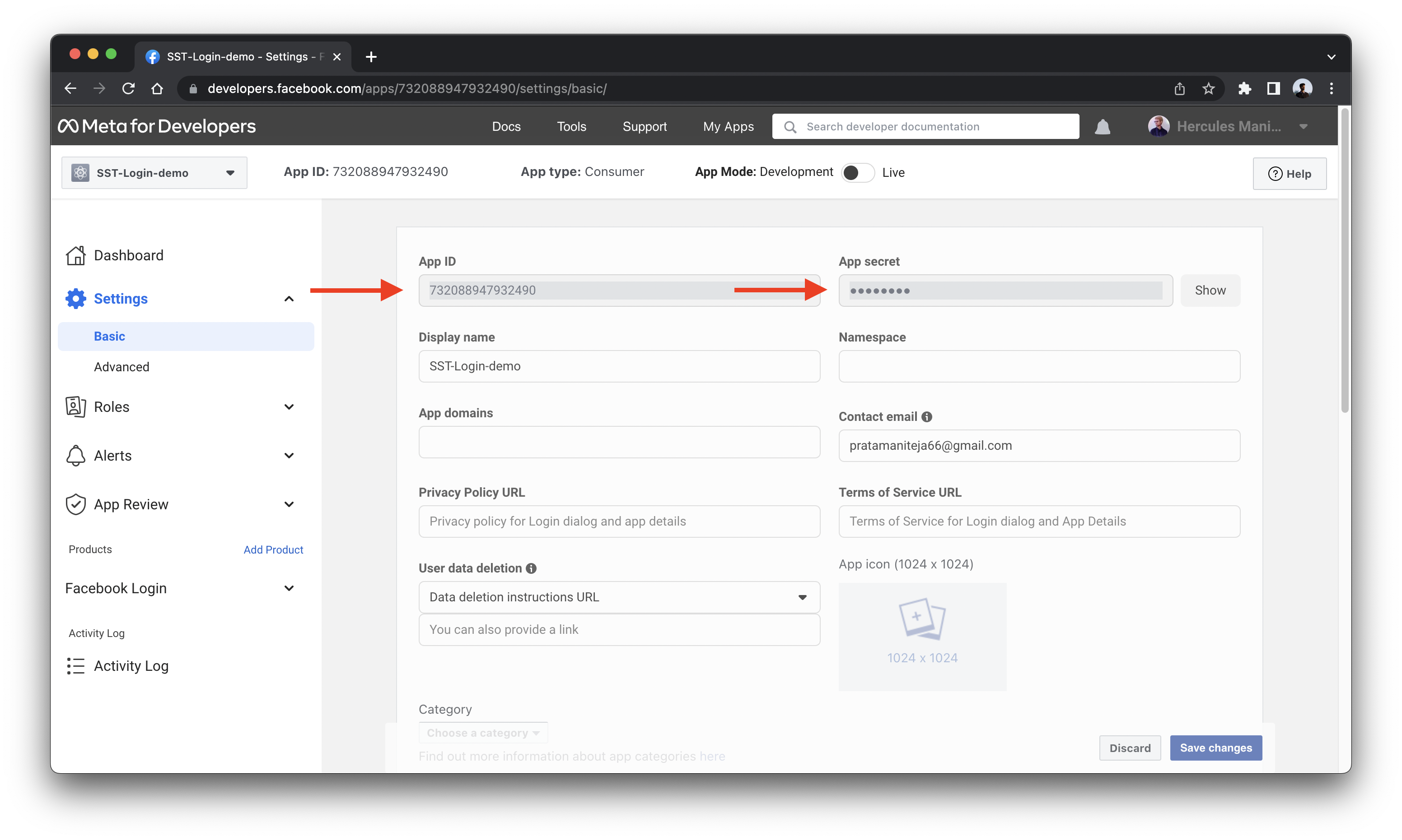 Basic settings view