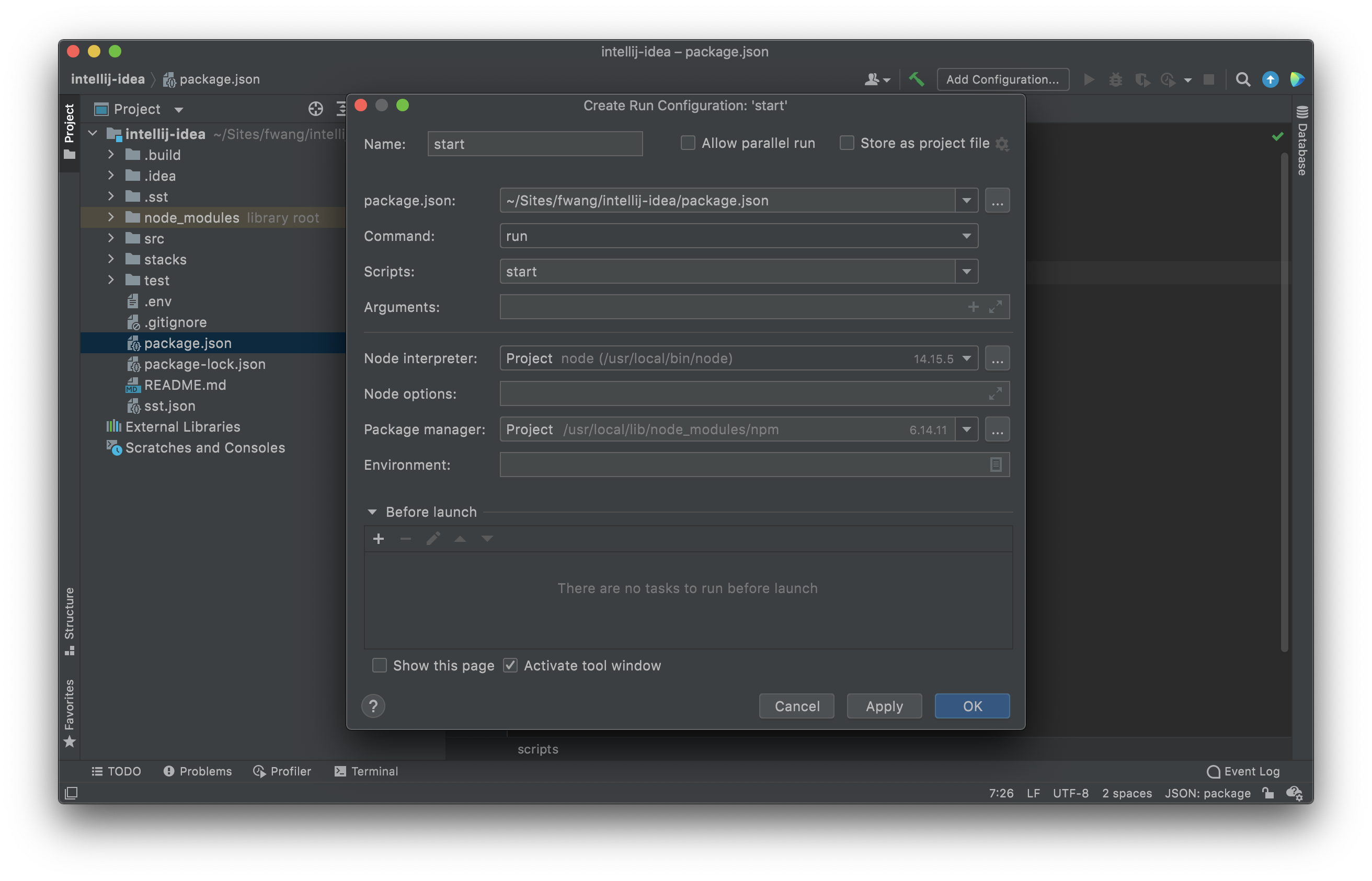 Create run configuration in IntelliJ